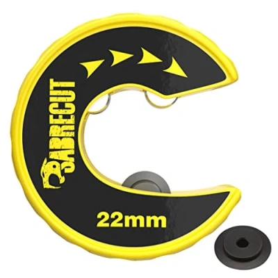 Image of 1 x SabreCut APSC22 22mm (55/64&quot;) Automatic Clip &amp; Twist Action Pipe Cutter Tube Slice Compact Zinc Alloy Body with Longlife SKS 3 High Chrome Tool Steel Cutting Wheel (Spare Included)