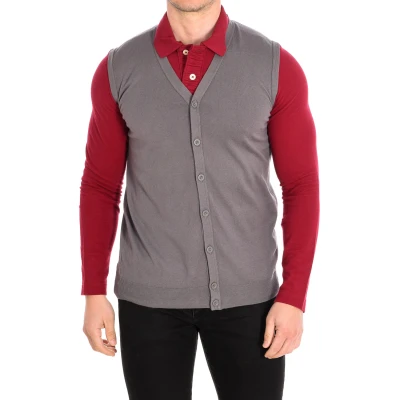 Image of United Colors Of Benetton Mens V neck knitted vest 1P94U6249 man Grey Cotton Size Large