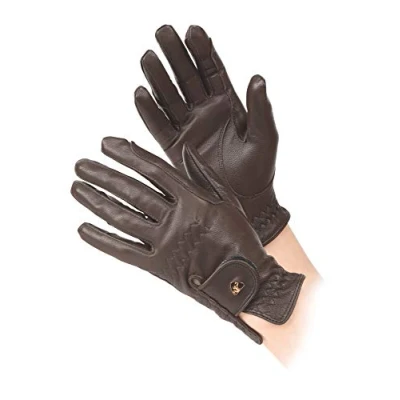 Image of Shires Aubrion Leather Horse Riding Gloves Child Sizes in Brown X Large,