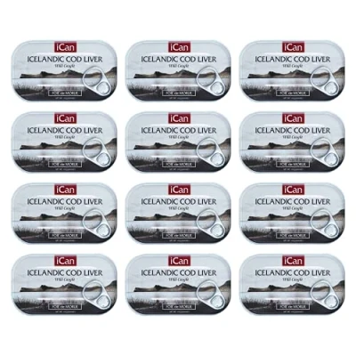 Image of Cod Liver in Natural Oil 115g tinned with 100% from Wild x12