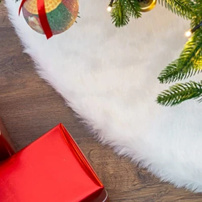 Image of Christmas Workshop White Long Smooth Faux Fur Tree Skirt