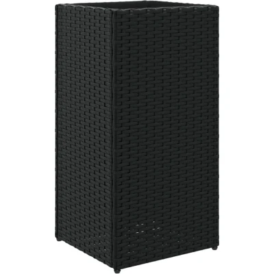 Image of vidaXL Garden Planter Black 30x30x60 cm Poly Rattan