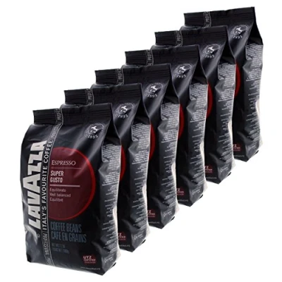 Image of Lavazza Coffee Espresso Super Gusto, Whole Beans, Pack of 6, 6 x 1000g