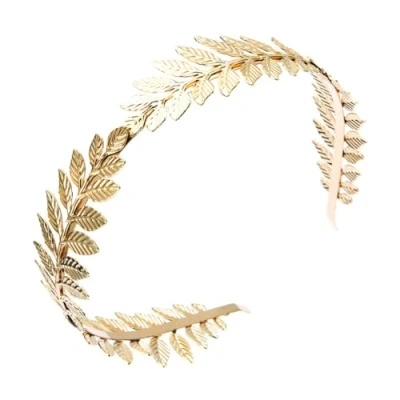 Image of Danshinbow Greek Goddess Headband Leaf Crown Tiara Gold Band of Leaves Bridal Headbands Headdress Headpiece Hairband for Women and Girls
