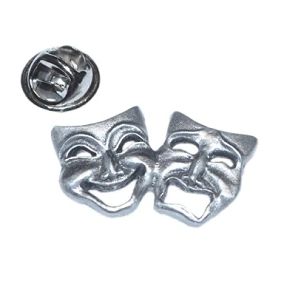 Image of Comedy &amp; Tragedy Pewter Theatre Masks Drama Lapel Pin Badge (XDHLP615)