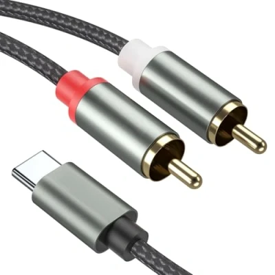 Image of Froggen USB C to RCA Audio Cable 2M, 2 Type Male Y Splitter Compatible with Huawei P30 Galaxy, Tablet, Amplifier, Speaker, Car Stereo etc.