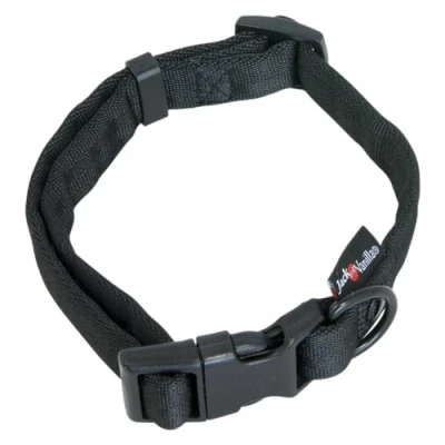 Image of JACK AND VANILLA, Comfort Tube Nylon Dog Collar, Black, Size 25 mm x 39 65 cm