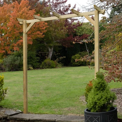 Image of Forest Hanbury Flat Top Wooden Garden Pergola Arch 6&#039;10 x 1&#039;8