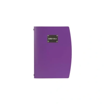 Image of Securit Rio A4 Menu Holder with Fork Design Front Plate and 1 Double Insert Purple