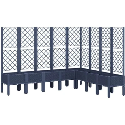 Image of vidaXL Garden Planter with Trellis Blue Grey 200x160x142 cm PP