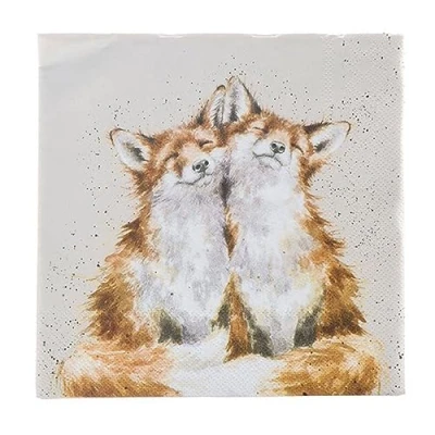 Image of Wrendale Designs Pack of 20 Cocktail Size &#039;Contentment&#039; Foxes Napkins