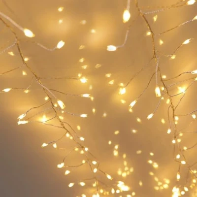 Image of Qbis 400 LED Cluster Lights. Warm White Christmas Fairy Lights Plug in String on Silver Wire. (400 (Silver Wire))