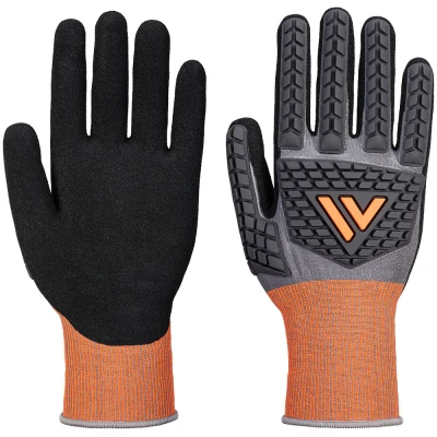 Image of Portwest CT Cut D18 Nitrile Impact Glove Grey/Black XXL