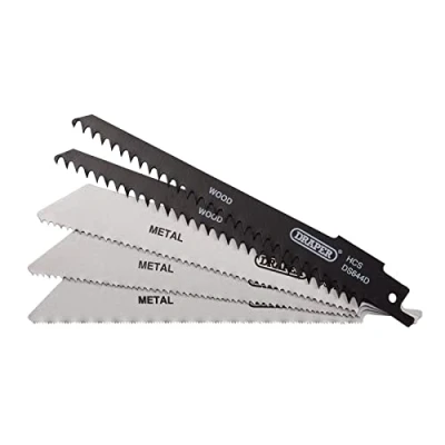 Image of Draper Assorted Reciprocating Saw Blades for Multi Purpose Cutting, 150mm (Pack of 5)