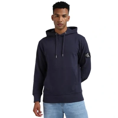 Image of Calvin Klein Jeans Badge Hoodie Sweatshirt, Men&#039;s, Size: XXS, Ink