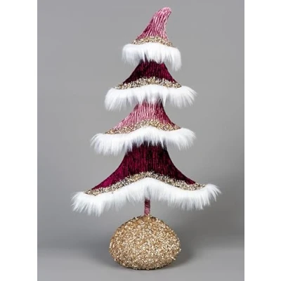 Image of SHATCHI Burgundy Figures Santa Reindeer Unicorn Christmas Tabletop Centrepiece Showpieces Home Art &amp; Craft Xmas Party Window Décor, Vinyl, 47cm Tree