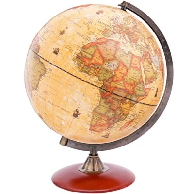 Image of Exerz 30cm Antique Globe With A Wood Base World Rotating Vintage Colour Modern Map Decorative Diametre Large