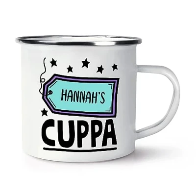 Image of Personalised Cuppa Name Enamel Mug Cup