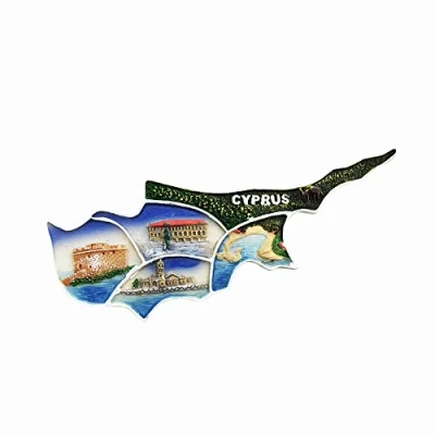 Image of Cyprus 3D Map Attractions Refrigerator Magnet Resin Travel Souvenirs,Handmade Home &amp; Kitchen Decoration Fridge Collection Gift