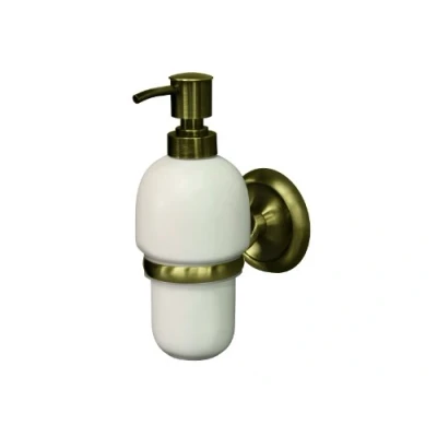 Image of Bisk 02213 Deco Ceramic Soap Dispenser in Antique Brass Holder, 8 x 11.5 20 cm