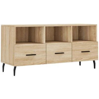 Image of vidaXL TV Cabinet Engineered Wood Sonoma Oak Spacious Storage Unit with Iron Legs for Living Room and Bedroom