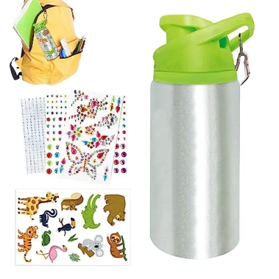 Image of Decorate Your Own Water Bottle Craft Kits for Kids, Fun Travel Arts and Crafts 500ml DIY Aluminum Drinking with Gem Diamond Painting Set Toys