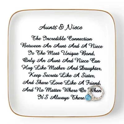 Image of Titanape Auntie Gifts from Niece Ring Trinket Dish Aunt &amp; Niece, Birthday for Women Christmas Valentines Mother&#039;s Day Thanksgiving