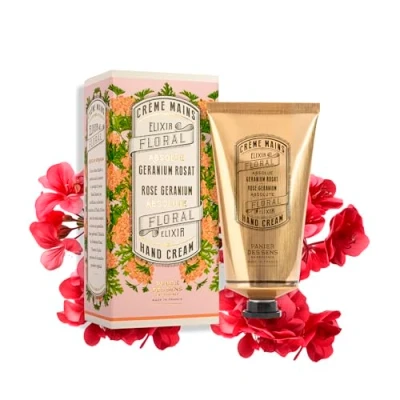 Image of Panier des Sens Geranium Hand Cream for very Dry Hands and Skin Vegan Women Men With Almond &amp; Olive Oil Made in France 96% Natural Ingredients 75ml