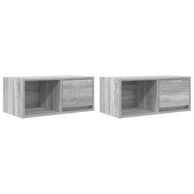 Image of vidaXL grey sonoma tv cabinet/media unit, engineered wood with storage 60x31x25.5 cm modern living room floating sideboard/buffet