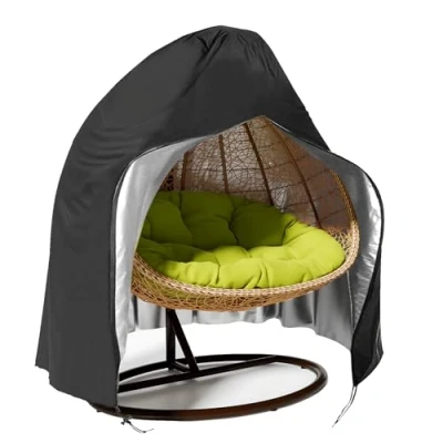 Image of Timisea Egg Chair Cover Double Patio Hanging Swinging Polyester Taffeta Waterproof Heavy Duty Garden Rattan Wicker Swing Outdoor Furniture Cover, 230x200cm