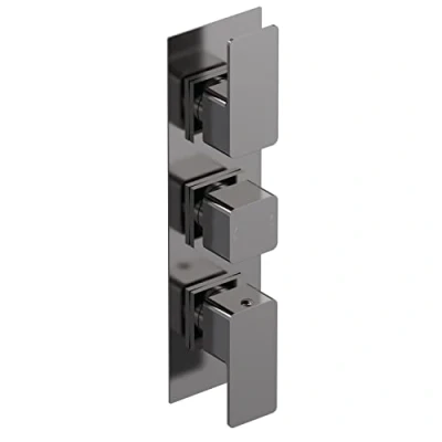 Image of Aquari Quadro Concealed Thermostatic Shower Valve Pewter, Triple Outlet