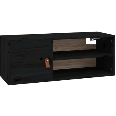Image of vidaXL Wall Cabinet Black 80x30x30 cm Solid Wood Pine