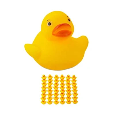 Image of Relaxdays Set of 48 Rubber Ducks, Squeaky Ducks for the Bathtub, Bathing Fun &amp; Decoration, 3.5 cm, Yellow