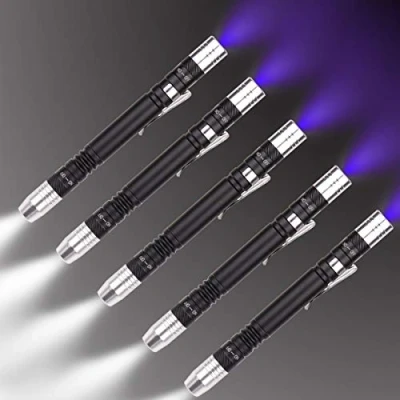 Image of POCKETMAN Détecteur Torche Ultra Violet Blanc Pour Test Mini Lampe de poche UV 395nm 2 en 1 LED Blacklight Source lumière
