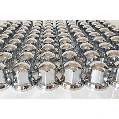 Image of Sertplas 120 pieces x 32 mm Truck Wheel Lug Nut Bolt Cover Caps, Chrome ABS Plastic Lorry, Bus and Trailer Accessories