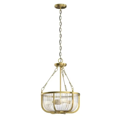 Image of Kichler Roux Cylindrical Pendant Ceiling Light Natural Brass