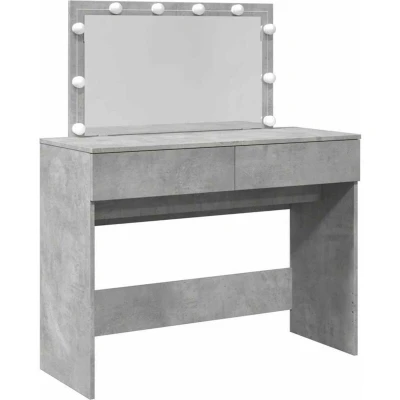 Image of vidaXL Dressing Table with LED Concrete Grey 100x40x120 cm