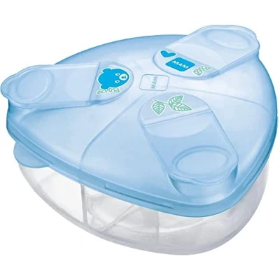 Image of MAM Milk Formula Dispenser, Powder Dispenser Pot Stores 40 g Per Serving, Storage Holds Three Servings, Baby Box, Blue, (Designs May Vary)