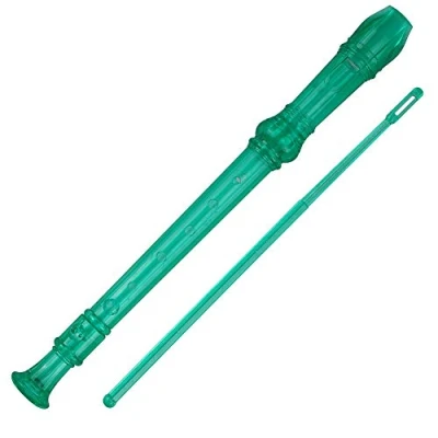 Image of Descant Flauta Recorder Crystal Soprano 8 Hole Clarinet German Style Treble Flute C Key for Kids Children With Fingering Chart Instructions Transparent Green