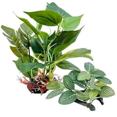 Image of M2cbridge Artificial Fish Tank Plants Silk Aquarium Plant Aquatic Water Grass Foreground Decor (2PCS (Tall and Short))