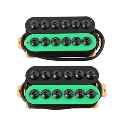 Image of LYWS Ceramic Magnet Electric Guitar Pickup Humbucker Neck &amp; Bridge Invader Style (Green+Black)