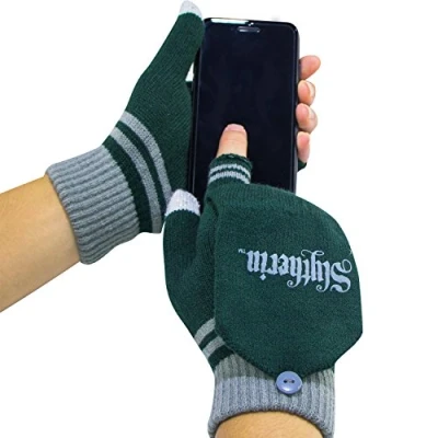 Image of Cinereplicas Harry Potter Mitten Gloves Magic Touchscreen Officially licensed Slytherin Green &amp; Grey