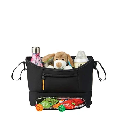 Image of BABABING Cady Pushchair Organiser Baby Changing Bag Stroller with Thermal Pockets Universal Pram Black