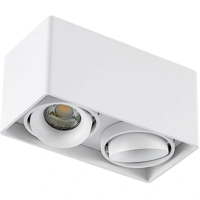 Image of Arcchio Kubika downlight, 19 cm, white, 2 bulb, aluminium