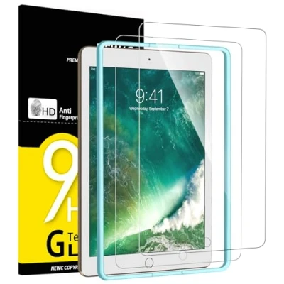 Image of NEW&#039;C 2 Pack Designed for iPad Air 3 10.5 Inch (2019), Pro (2017) Screen Protector Tempered Glass, Bubble Free, Ultra Resistant (Easy Installation Frame)