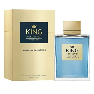 Image of Banderas Perfumes King of Seduction Absolute Eau de Toilette for Men Long Lasting Elegant, Casual and Masculine Fragance Woody Moss Notes Ideal Day Wear 200 ml