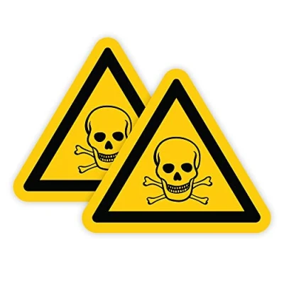 Image of Pack of 2 Toxin Poison sign Stickers(150 x 150 mm) with waterproof Caution Hazard Stickers #WN004 Limited
