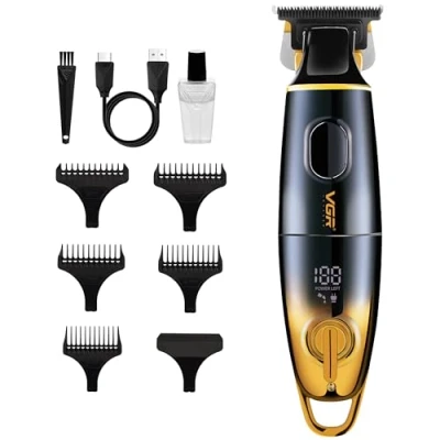Image of VGR Electric Beard Hair Trimmer for Men Kit Rechargeable via USB C 180 min Battery 7000 RPM Professional Ceramic Blades Mens Cordless Shaver Clippers Face Head Neck Sideburns Moustache
