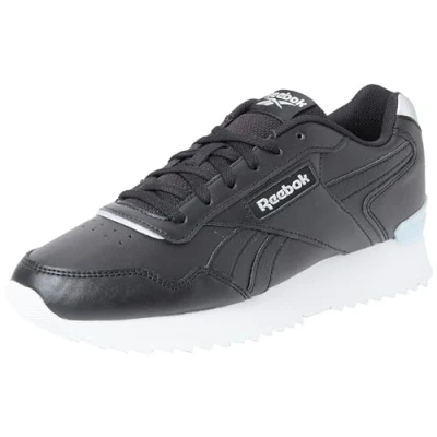 Image of Reebok Women&#039;s Glide Ripple Clip Sneaker, Black/Silver Met./Feel Good Blue F23 R, 7.5 UK