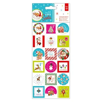 Image of Love Santa Docrafts Sticker Sheet (36Pcs), Sheet, Assorted, 10.35 x 0.05 25.82 cm
